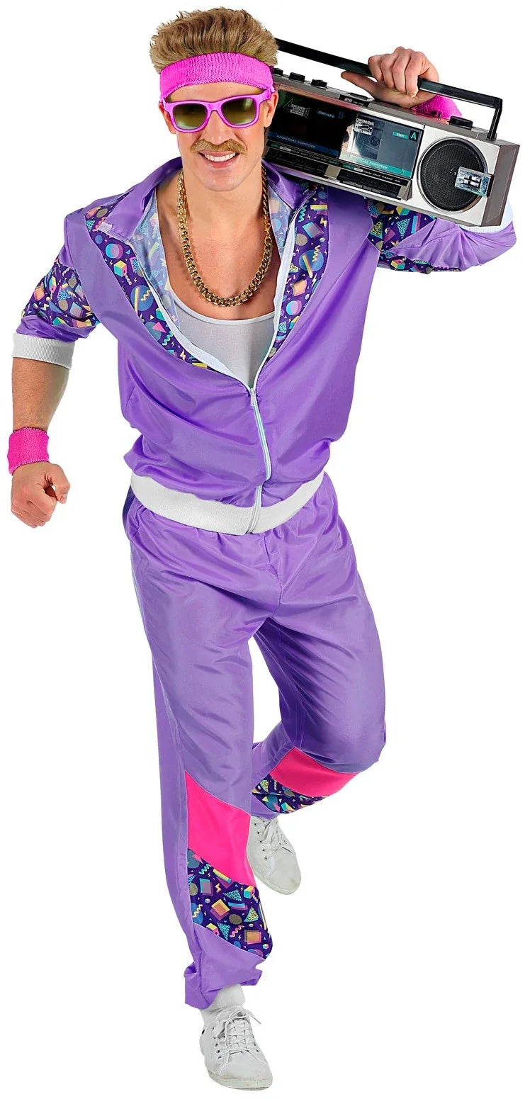 Disfraz Chándal de Táctel Morado Años 80 para Adulto Años 60, 70 y 80 Widmann